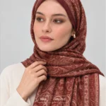 Wine Burgundy Traditional Printed Sheila - Printed Hijab by Laura Veils